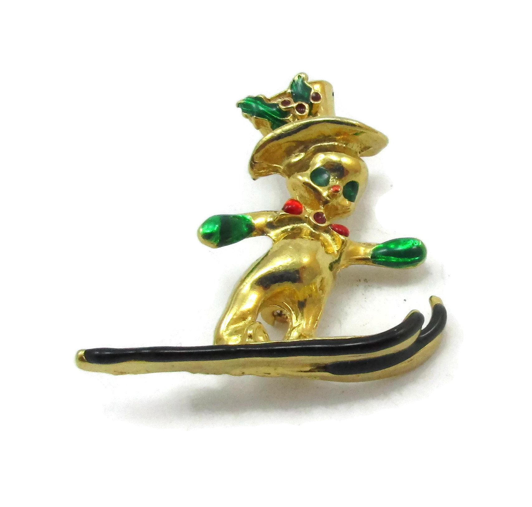 Gold-Ton Kobold Brosche Ski Hut Elf Figürliche Vintage Immobilienverkauf Kostüm Schmuck Geschenkideen Zu Weihnachten von TreasureTrovebyTish