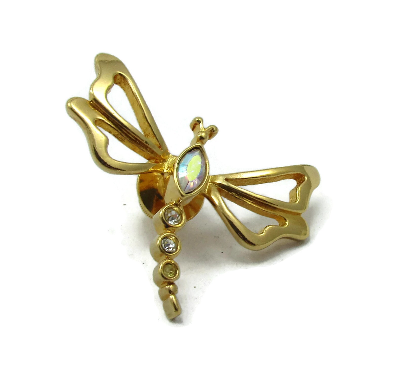 Gold Ton Libelle Pin Brosche Tie Tac Kleine Revers Schal Pullover Vintage Schmuck Kostüm Nuss von TreasureTrovebyTish