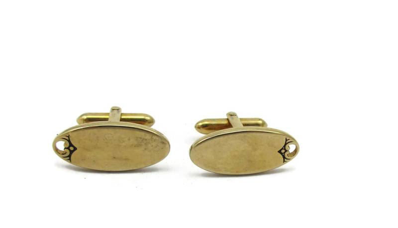 Gold Ton Manschettenknöpfe Gravierbar Geätzt Fancy Bräutigam Hochzeitsgeschenk Mid Century Designer Vintage Mens Geschenk Idee Väter Tag von TreasureTrovebyTish