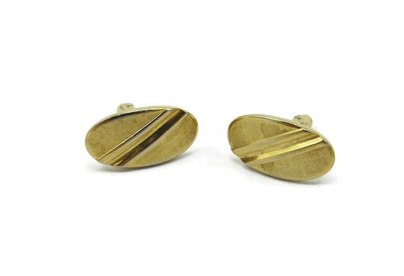 Gold Ton Manschettenknöpfe Oval Geätzt Fancy Bräutigam Hochzeitsgeschenk Mid Century Designer Vintage Mens Geschenk Idee Väter Tag von TreasureTrovebyTish