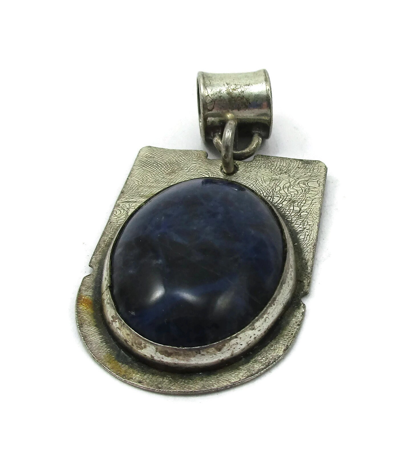 Jabberwocky Sterling Silber Anhänger Blau Stein Inlay 1980Er Jahre Design Vintage Schmuck Designer Gestempelt Schal Geschenk-Ideen von TreasureTrovebyTish