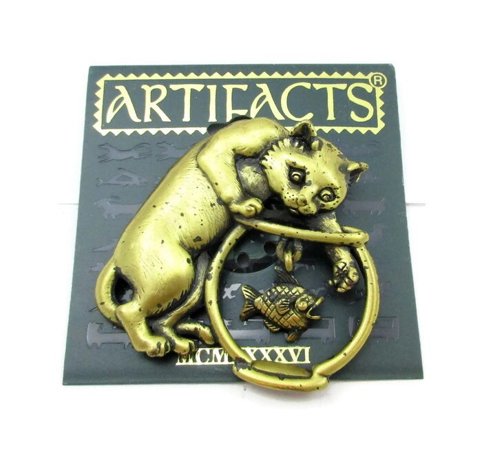 Jj Jonette Goldton Cat Paw Goldfischglas Brosche Pin Vintage Schmuck Nos Signiert Geschenk Ideen Schal in Usa Katzenliebhaber von TreasureTrovebyTish