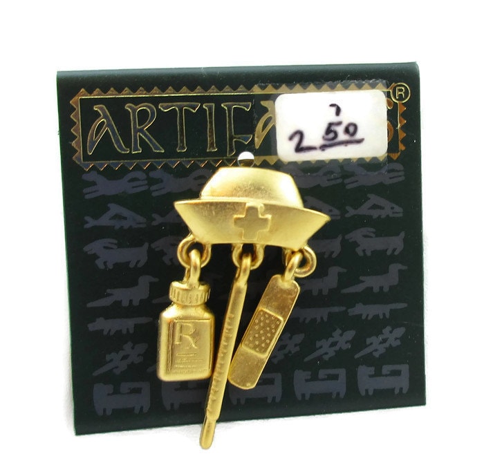 Jj Jonette Revers Gold Brosche Pin Krankenschwester Hut Rn Tie Tac Vintage Schmuck Nos Signiert Geschenk Ideen Schal Made in Usa von TreasureTrovebyTish