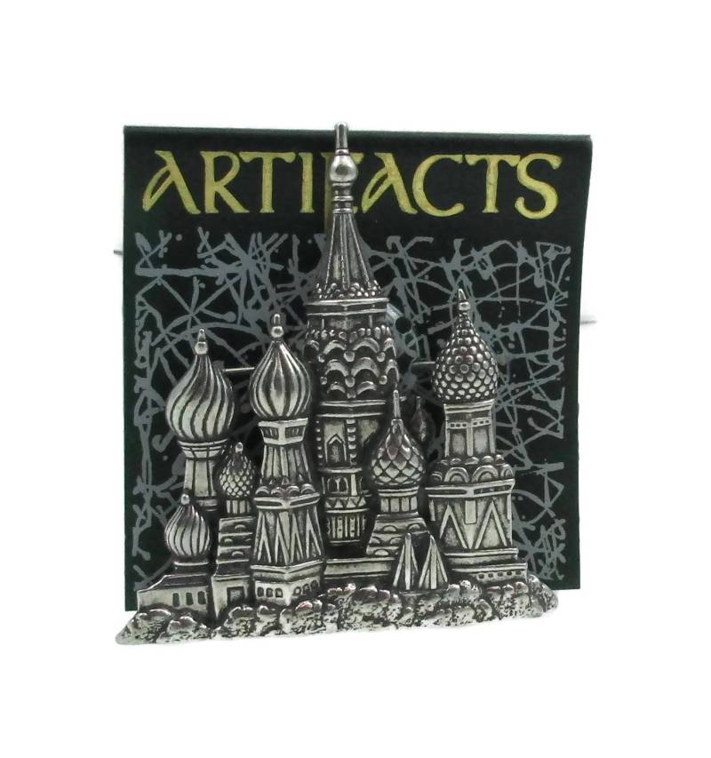 Jj Jonette Silber Ton Pin Brosche Rot Platz Moskau Russland St Basils Kathedrale Vintage Schmuck Signiert Finish Geschenk Idee Schal von TreasureTrovebyTish