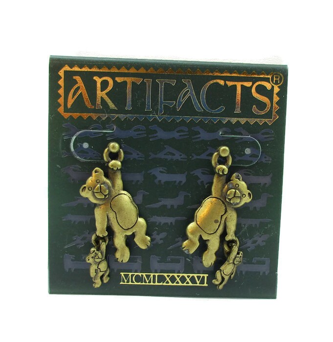 Jj Jonette Teddybär Ohrringe Durchbohrt Baumelnd Körper Bronze Ton Vintage Schmuck Nos Signiert Finish Geschenk Ideen Gefüllte Tiere von TreasureTrovebyTish