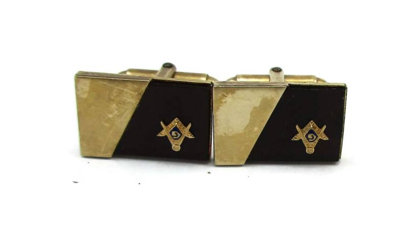 Kreisler Qualität Gefüllt Manschettenknöpfe 14K Schild Freimaurer Rot Mid Century Design Vintage Herren Geschenk Idee Vatertag von TreasureTrovebyTish