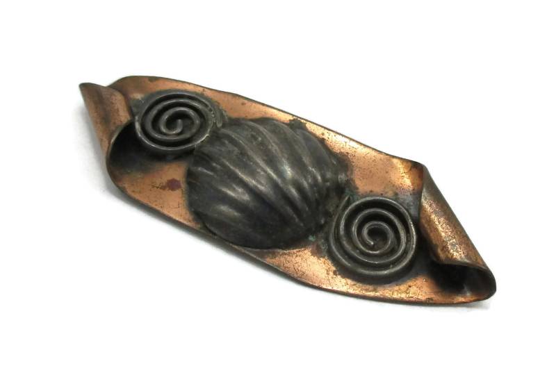 Kupfer Blatt Brosche Pin Mid Century Modernist Vintage Schmuck 1970Er Jahre Retro Boho Estate Metall von TreasureTrovebyTish