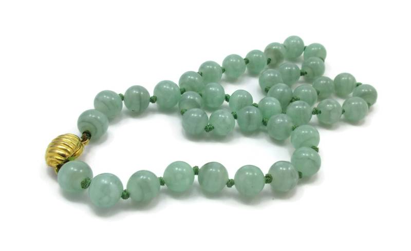 Les Bernard Grüne Glasperlen Halskette 18 Zoll Lang Designer Schmuck Statement Vintage Nachlass Modeschmuck Geschenkideen Paula von TreasureTrovebyTish