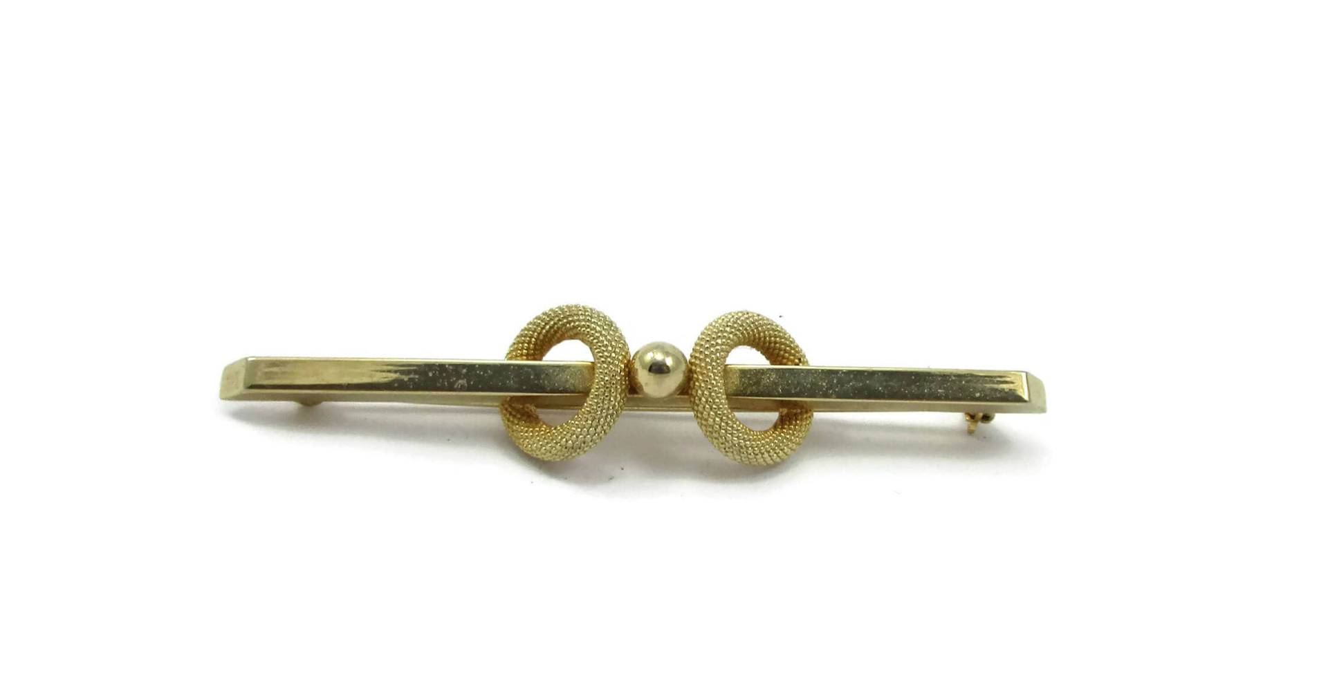 Marvella Gold Ton Bar Brosche Pin Designer Runway Estate Kostüm Vintage Modernist 1980Er Jahre Schal von TreasureTrovebyTish