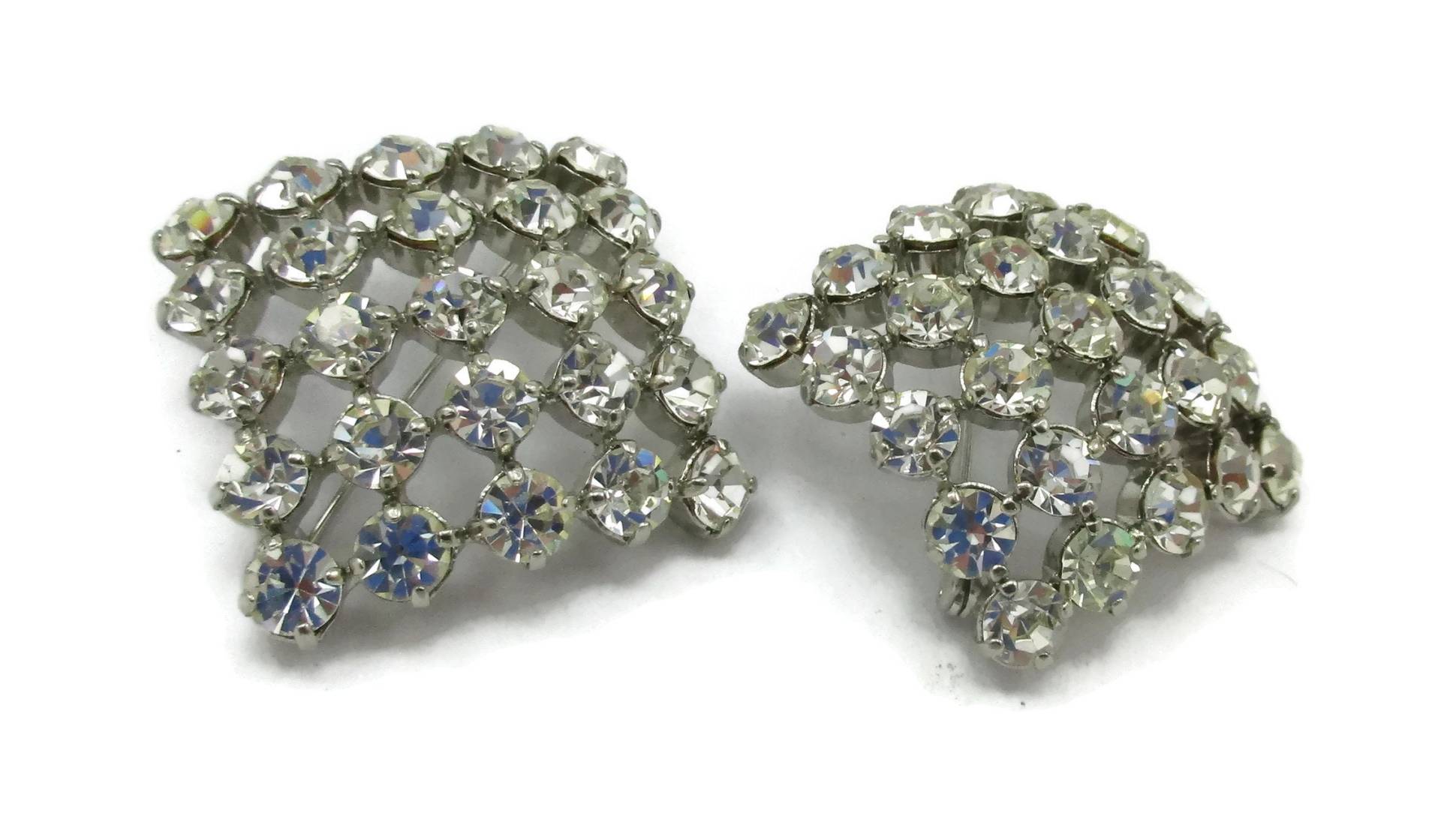 Paar Silber Ton Scatter Pins Strass Platz Klar Farbe Vintage Modeschmuck Schmuck Urlaub Geschenk Ideen Designer Schal von TreasureTrovebyTish