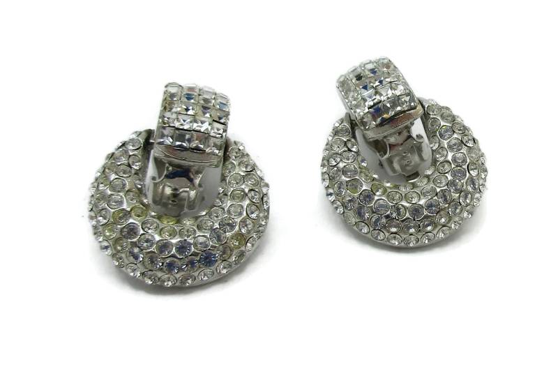 Pflastern Strass Tropfen Baumeln Braut Ohrringe Silber Clip Alten Hollywood Kristall Brautschmuck Diamant von TreasureTrovebyTish