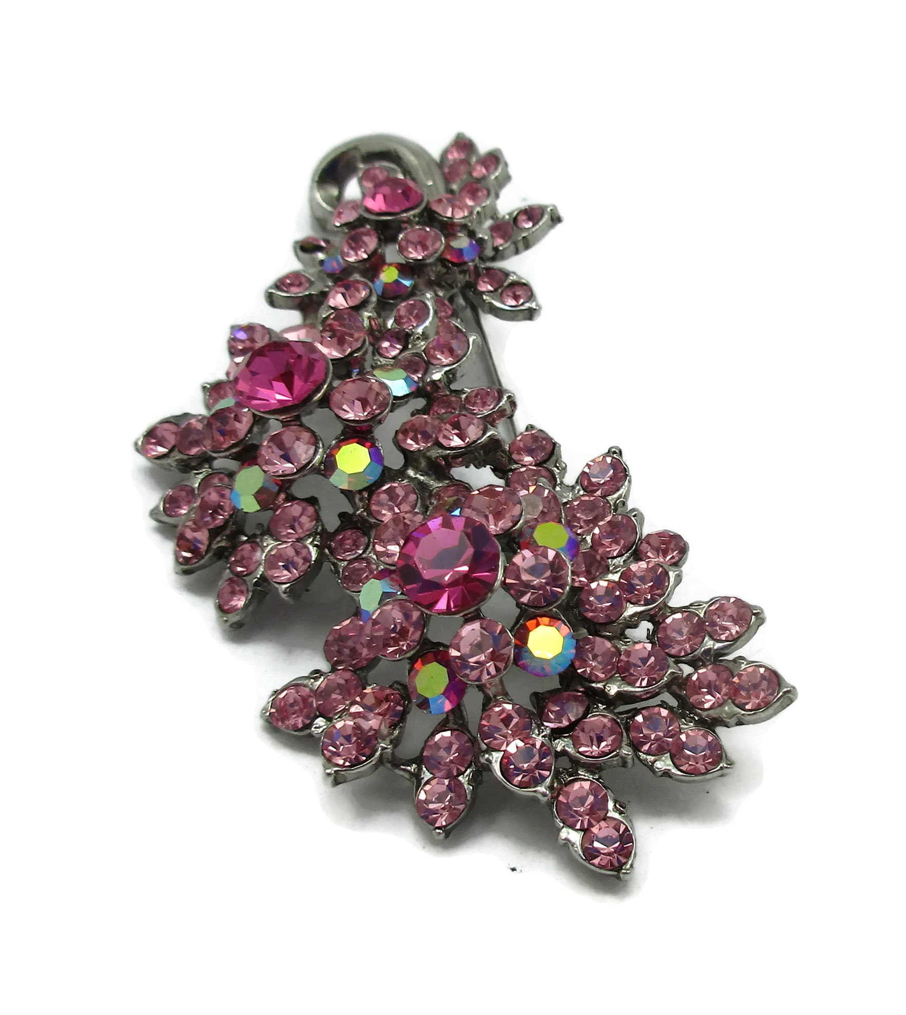 Riesige Rosa Strass Signiert Janus Pin Blumen Spray Designer Kostüm Schmuck Mode Accessoire Estate Schal Brosche von TreasureTrovebyTish