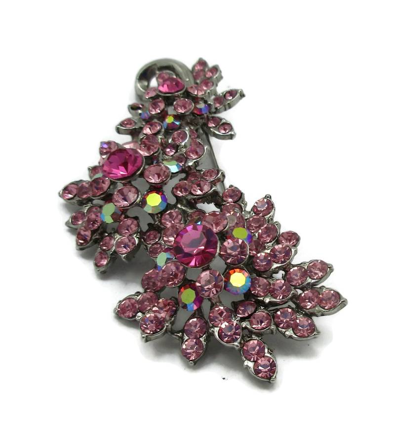 Riesige Rosa Strass Signiert Janus Pin Blumen Spray Designer Kostüm Schmuck Mode Accessoire Estate Schal Brosche von TreasureTrovebyTish