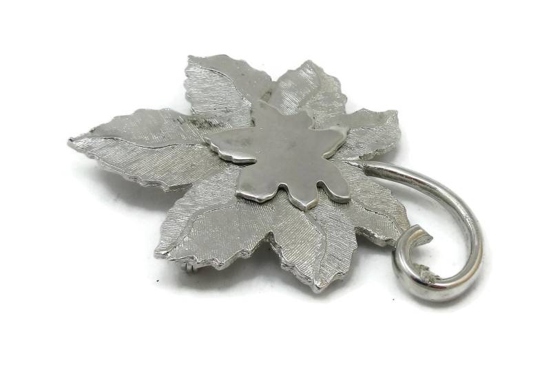 Roget Tm Silber Brosche Pin Feder Band Blatt 1980Er Jahre Gebürstet Strukturierte Designer Runway Land Classic Schal von TreasureTrovebyTish