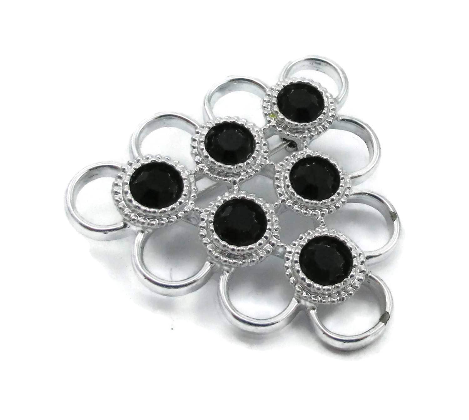 Sarah Coventry Silber Ton Schwarz Strass Pin Brosche Designer Signiert Kostüm Schmuck Mode Zubehör Estate Schal Sommer von TreasureTrovebyTish