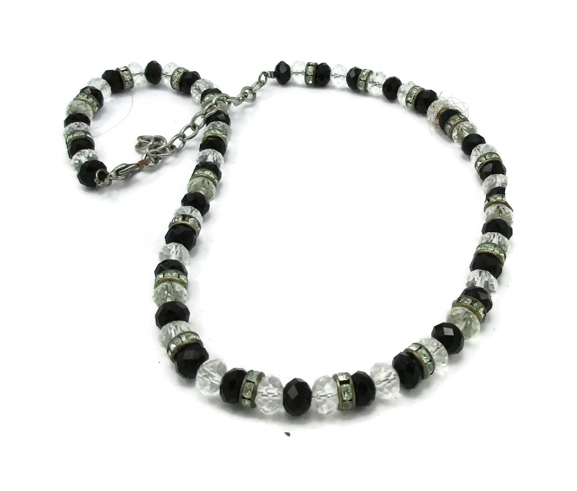 Schwarz Klar Kristall Perle Halskette Einzelne Strang 20 Zoll Lange Vintage Estate Kostüm Schmuck Flapper Stil Designer Retro Schwarz Klar Kristall Perle Halskette Einzelne Strang 20 Zoll Lange Vintage Estate Kostüm Schmuck Flapper Stil Designer Retro von TreasureTrovebyTish