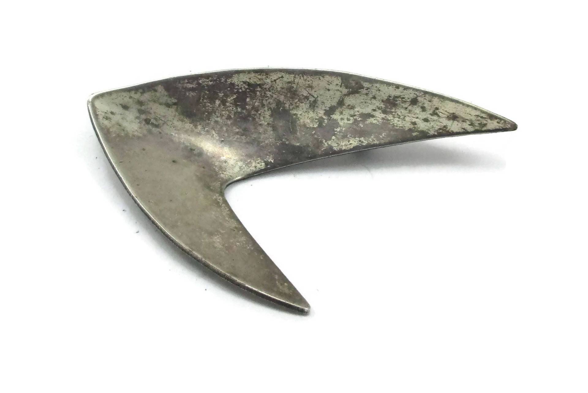 Signiert Kim Silber Boomerang Brosche Pin Vintage Schmuck Designer Signiert Geschenk Ideen Schal Abstrakte Modernist Mod von TreasureTrovebyTish