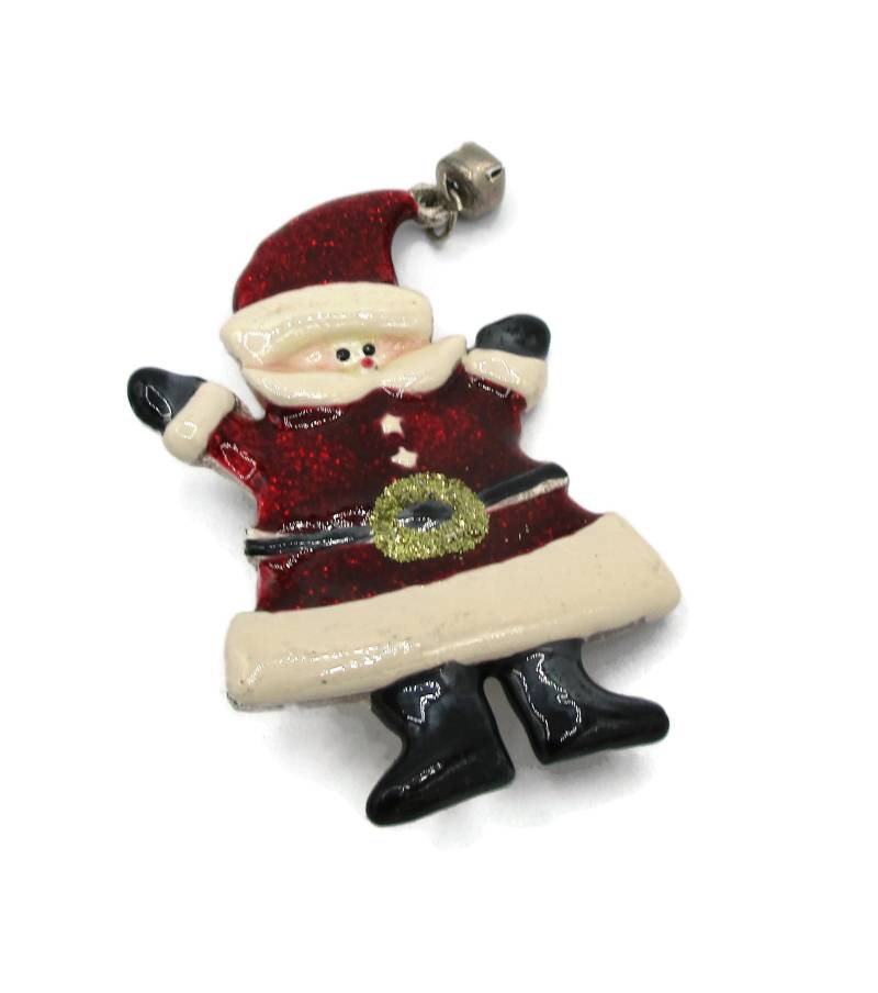 Signiert Tc Red Emaille Weihnachtsmann Silber Ton Pin Brosche Anhänger Vintage Kostüm Schmuck Urlaub Geschenkideen Designer Schal von TreasureTrovebyTish