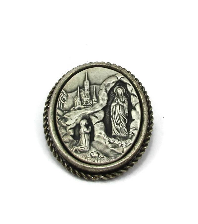Silber Brosche Französisch Pin Posaune Verschluss Kathedrale Kirche Mary Beten Vintage Kostüm Schmuck Geschenk Ideen Designer Unsigniert Schal von TreasureTrovebyTish