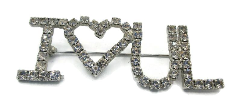 Silber Klare Strass Brosche I Love Ul Louisville Ton Pin Brautstrauß Designer Vintage Modeschmuck Schal Geschenkideen von TreasureTrovebyTish