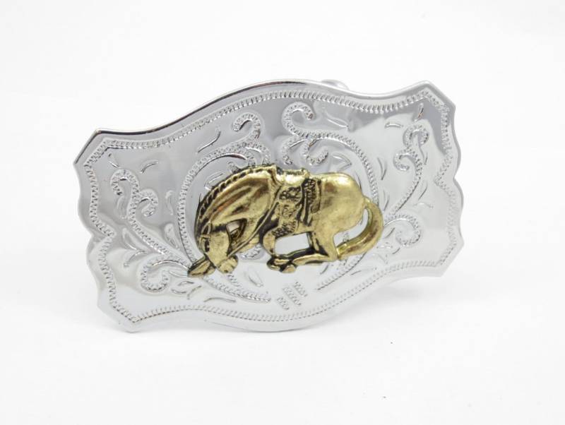 Silber Ton Bucking Bronco Pferd Design Gürtelschnalle Horseshoe Equine Liebhaber Vintage Western Tragen Tooled Geschenk Idee Westlichen Mann Unisex von TreasureTrovebyTish