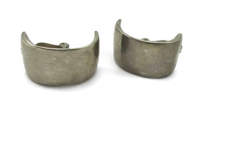 Silber Ton Clip Ohrringe Chunky Design Mod 1970Er Jahre Designer Hippie Runway Estate Classic Vintage Kostüm Schmuck von TreasureTrovebyTish