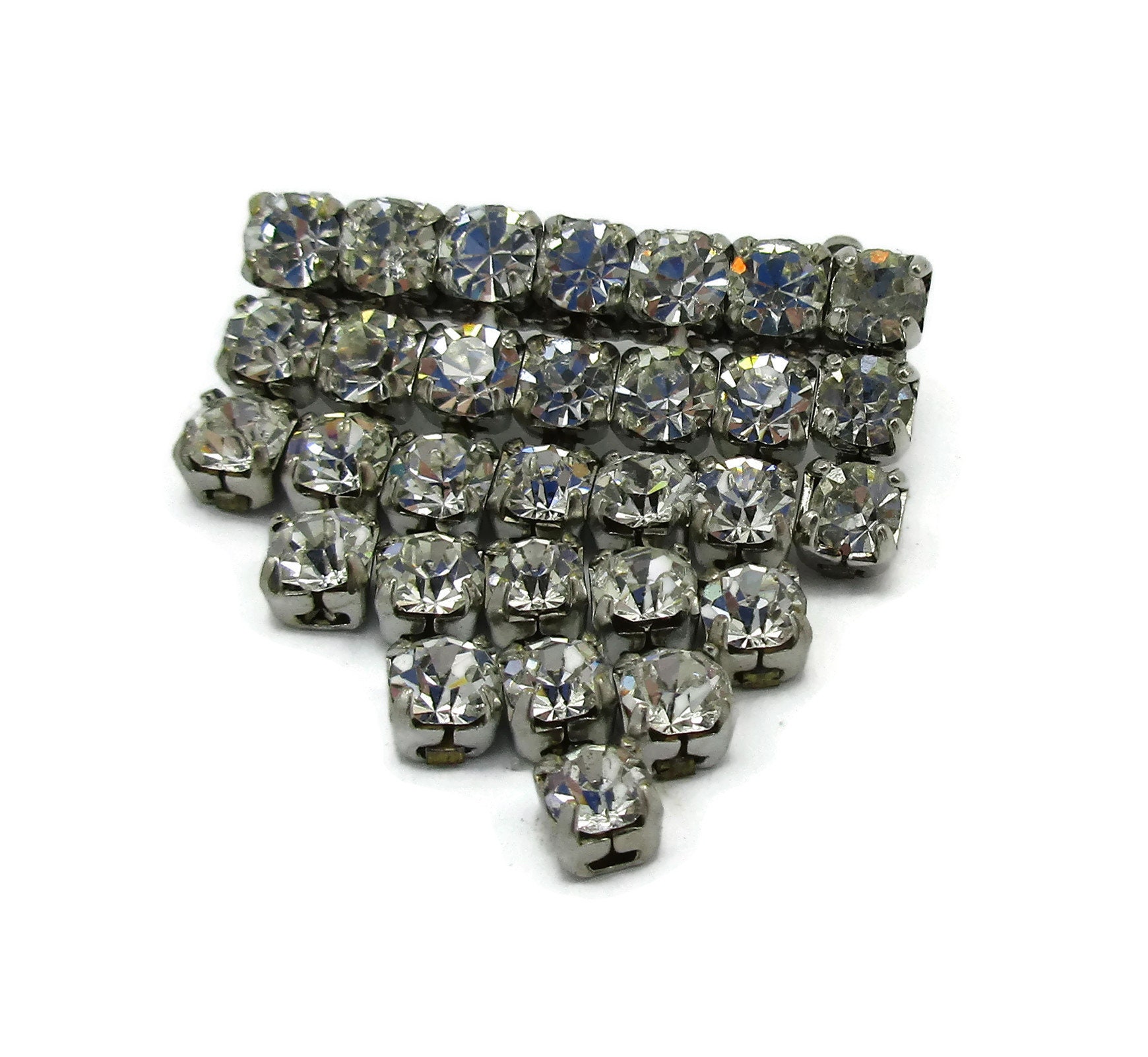 Silber Ton Klar Strass-Brosche Geschichtet Brautstrauß Pin Blume Design Vintage-Schmuck Kostüm Schal Geschenk-Idee von TreasureTrovebyTish