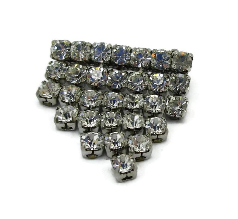 Silber Ton Klar Strass-Brosche Geschichtet Brautstrauß Pin Blume Design Vintage-Schmuck Kostüm Schal Geschenk-Idee von TreasureTrovebyTish