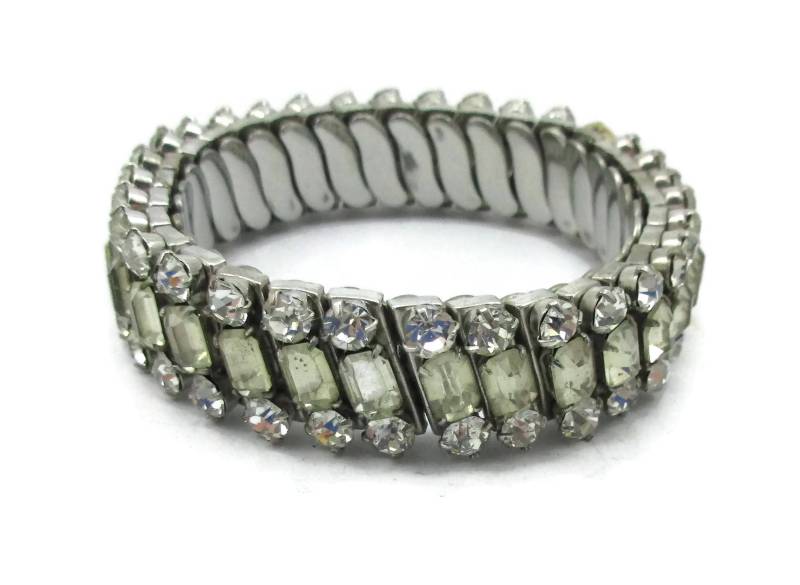 Silber Ton Klar Strass Stretch Armband Erweiterung Vintage Kostüm Schmuck Geschenk Ideen Designer Einfache Braut von TreasureTrovebyTish