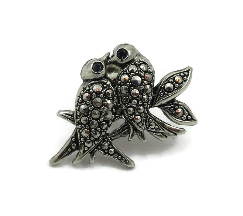 Silberfarbe Liebe Vogel Lapel Pin Tie Tack Brosche Markasit Schal Geschenkideen von TreasureTrovebyTish