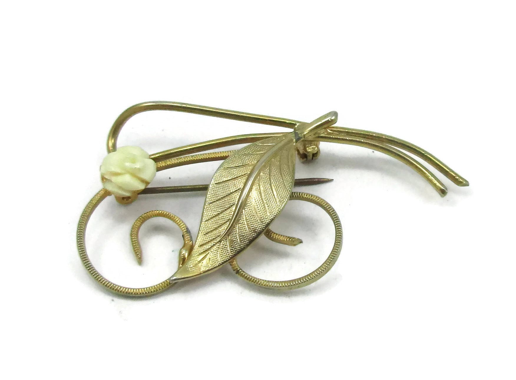 Strukturierte Gold Brosche Blume Floral Pin Schal Vintage Estate Schmuck Geschenk Idee Strass Pullover Kostüm von TreasureTrovebyTish