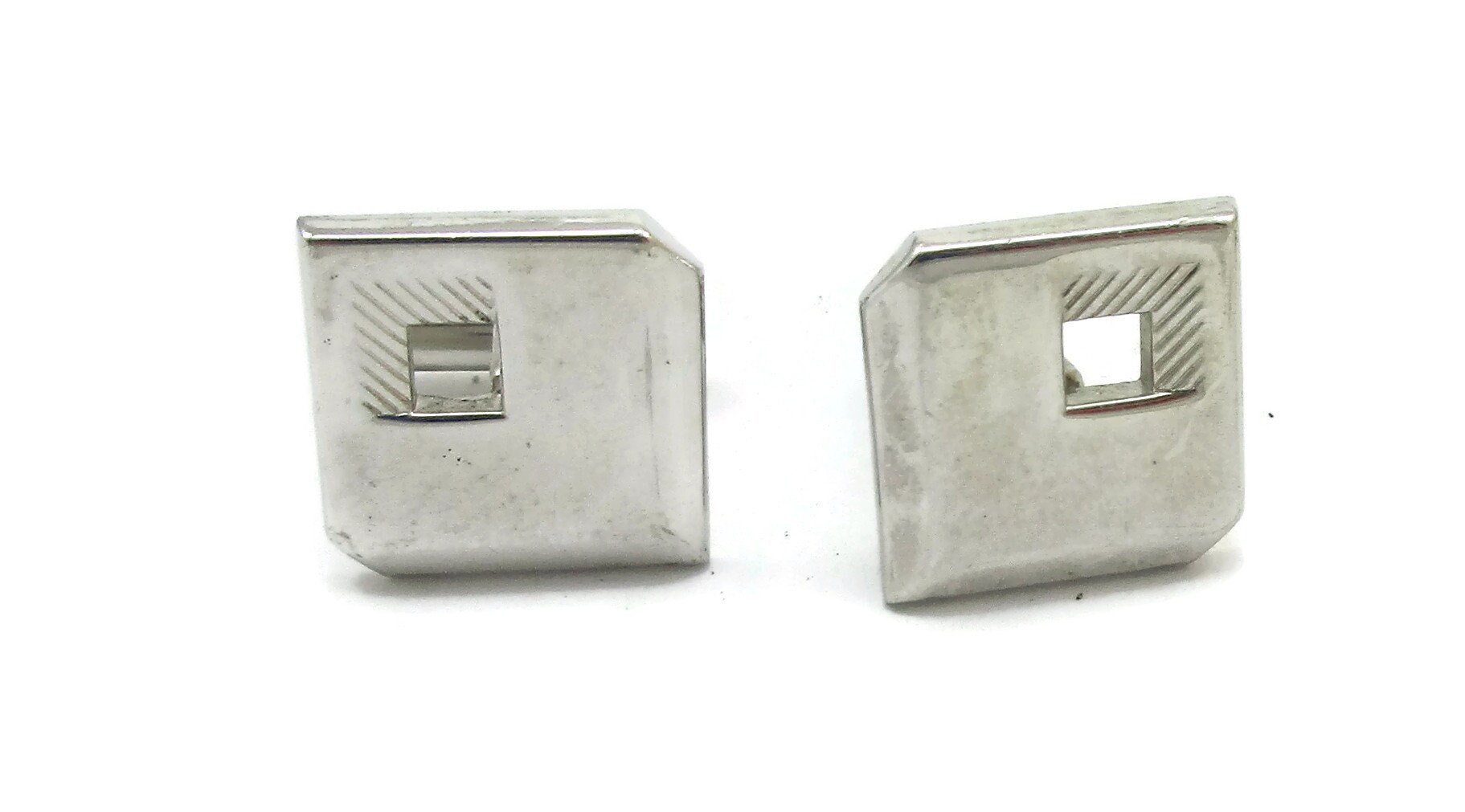 Swank Silberfarbenen Schwarzer Emaille Manschettenknöpfe Mid Century Mod Designer Signiert Vintage Herren Geschenk Idee Väter Tag von TreasureTrovebyTish