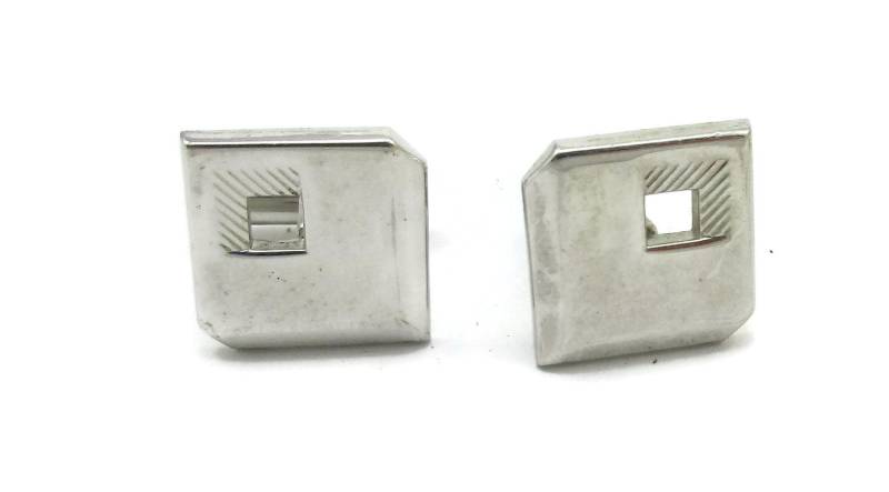 Swank Silberfarbenen Schwarzer Emaille Manschettenknöpfe Mid Century Mod Designer Signiert Vintage Herren Geschenk Idee Väter Tag von TreasureTrovebyTish