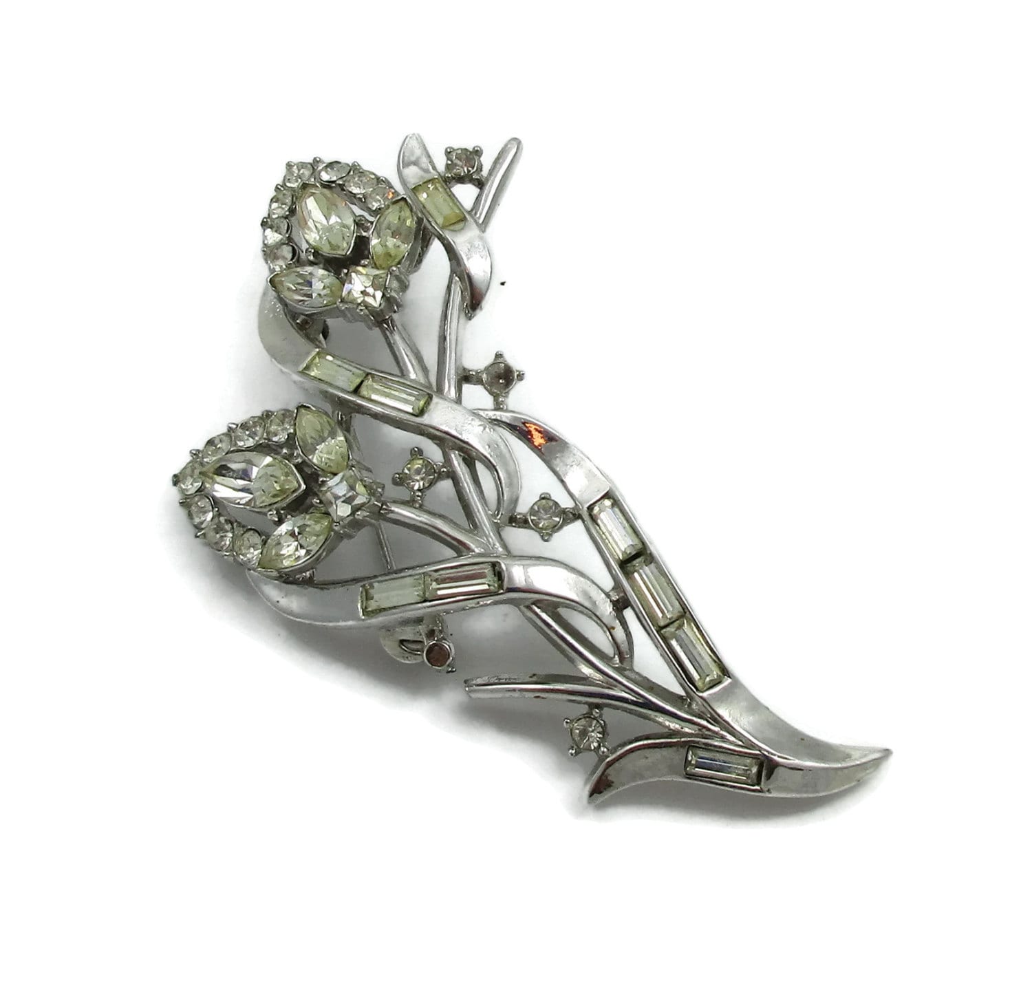 Trifari Pat Pend Strass Brosche 1950 Klar Silber Ton Farbe Vintage Designer Signiert Schmuck Geschenk Ideen Schal von TreasureTrovebyTish