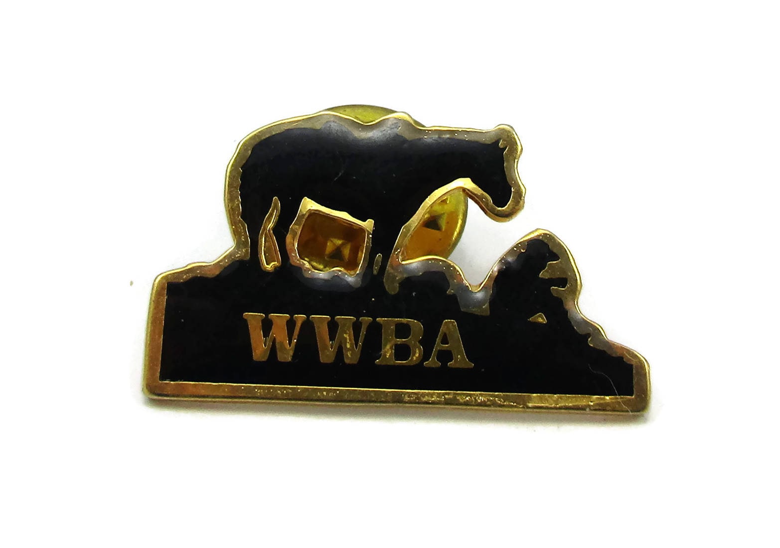 Wwba Wisconson Gold Ton Emaille Pferd Hut Pin Krawatte Tac Anstecknadel Brosche Designer Vintage Estate Schmuck Geschenkideen Souvenir von TreasureTrovebyTish