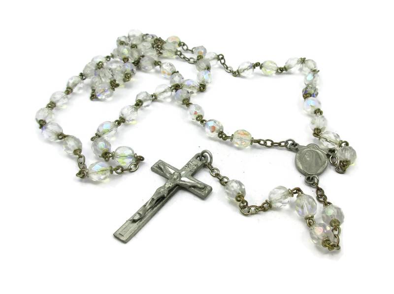 Zinn Antike Klare Kristall Perlen Rosenkranz Halskette Religiöse Geschenke Gebet Wallfahrt Kirche Kreuz Geschenk Ideen Christian Zinn Antike Klare Kristall Perlen Rosenkranz Halskette Religiöse Geschenke Gebet Wallfahrt Kirche Kreuz Geschenk Ideen Christian von TreasureTrovebyTish