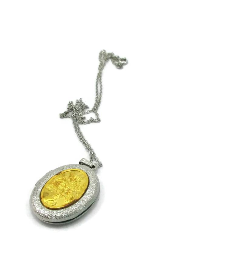 sterling Silber 925 Medaillon Anhänger Halskette Franklin Mint 18 Zoll Lang Signiert Deco Vintage Schmuck Geschenk Ideen Valentinstag von TreasureTrovebyTish