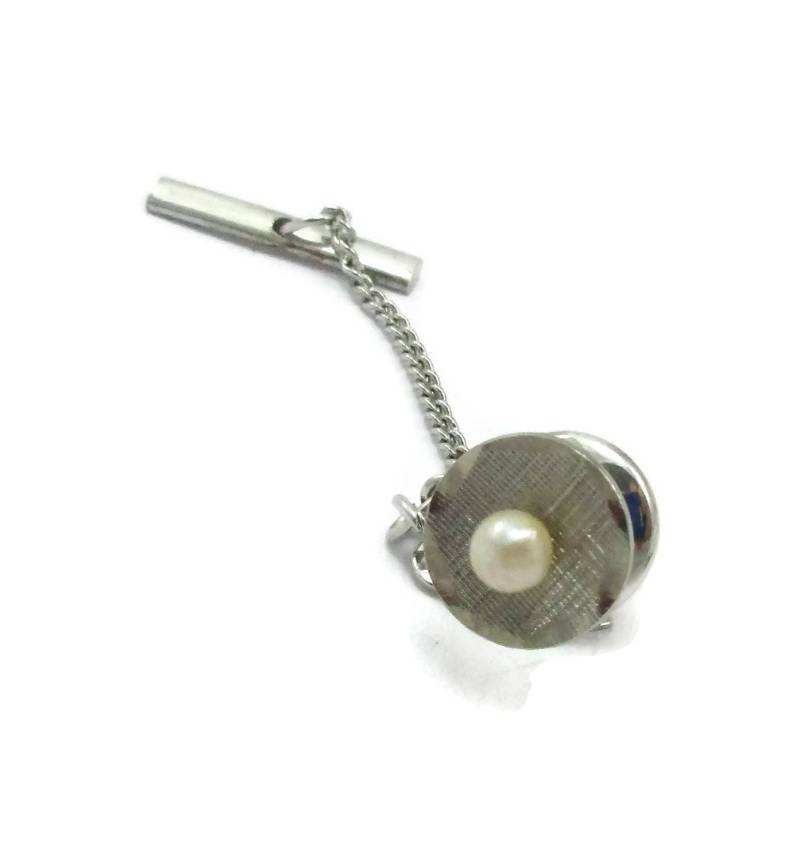 sterling Silber Anstecknadel Krawatte Tack Echte Perle Groomsman Designer Signiert Brosche Schal Geschenkideen Vintage Kostüm Schmuck von TreasureTrovebyTish