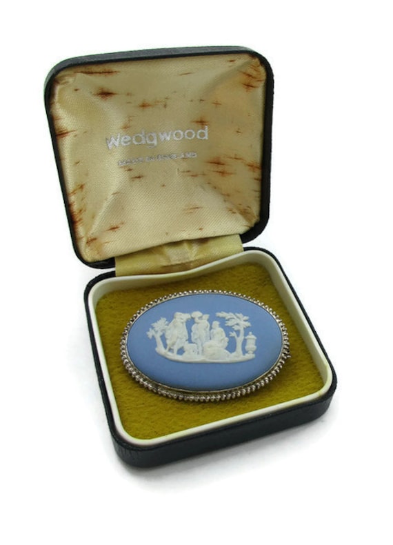 sterling Silber Blau Keilholz Oval Brosche Cameo Pin Signiert Jw Schal Vintage Schmuck Designer Estate Kostüm Paula von TreasureTrovebyTish
