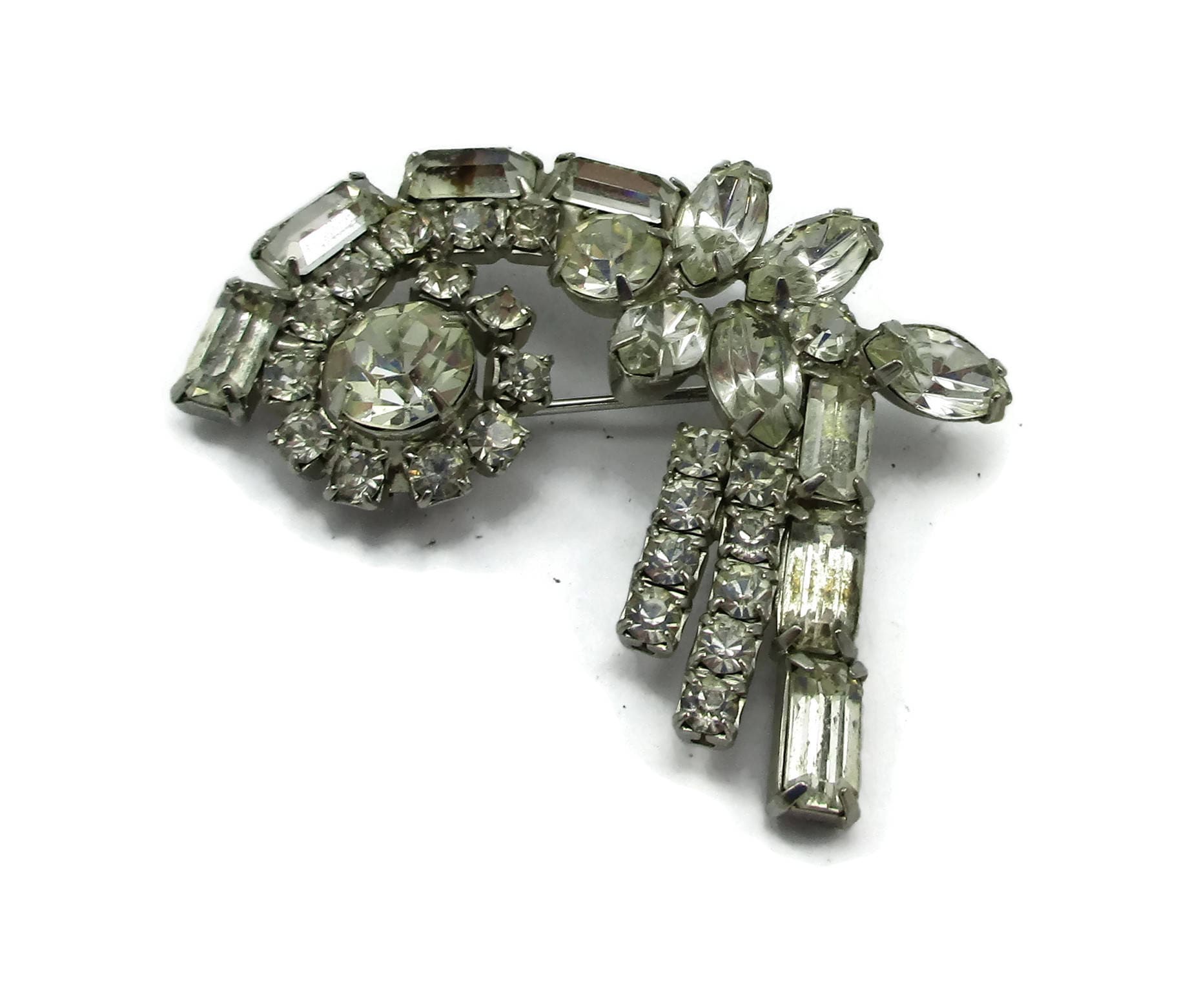 strass Brosche Spray Design Pin Silber Ton Braut Bouquet Funkeln Designer Vintage Kostüm Schmuck Schal Geschenk-Ideen von TreasureTrovebyTish