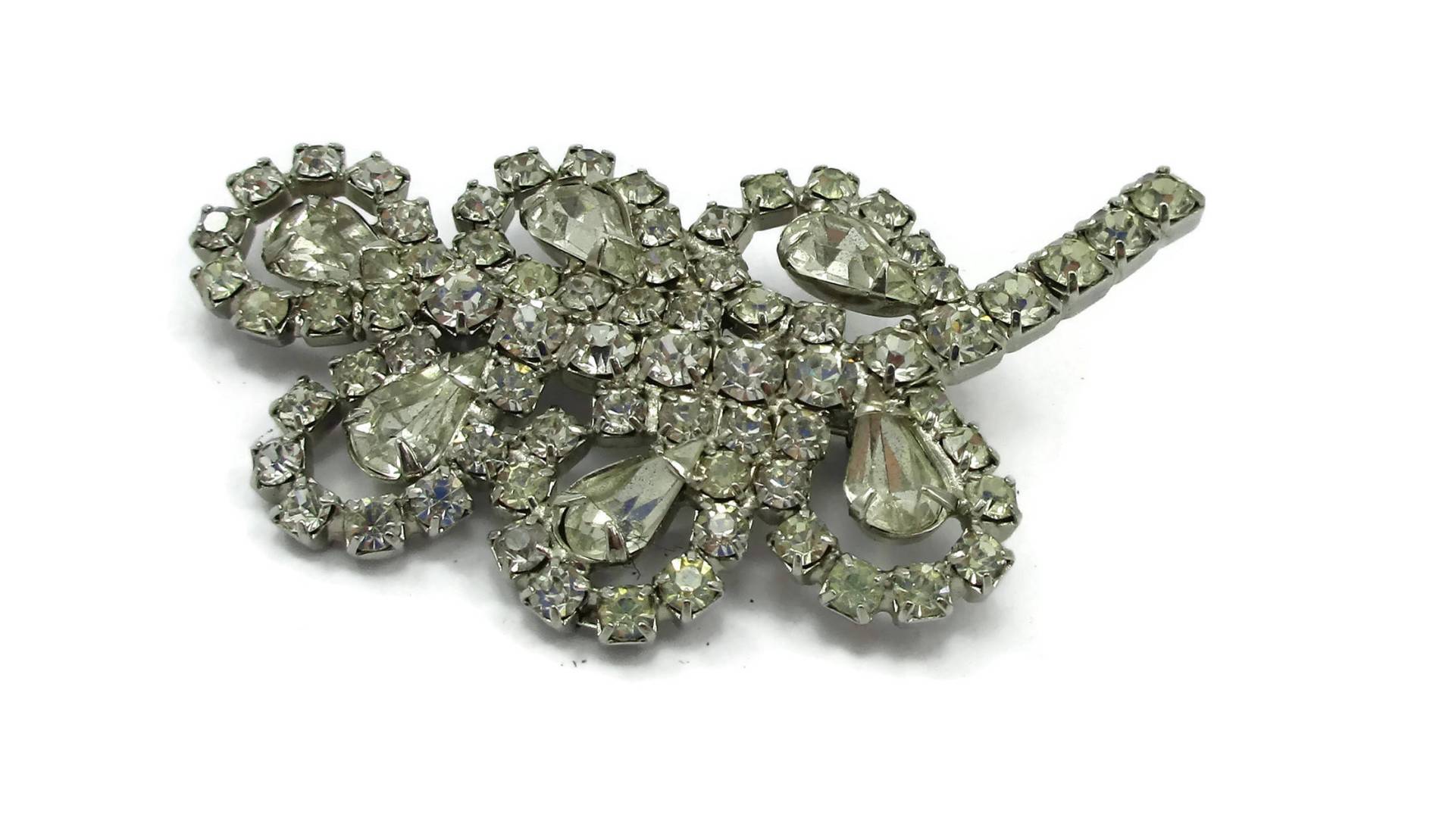 strass Brosche Spray Design Pin Silber Ton Braut Bouquet Funkeln Designer Vintage Kostüm Schmuck Schal Geschenk-Ideen von TreasureTrovebyTish