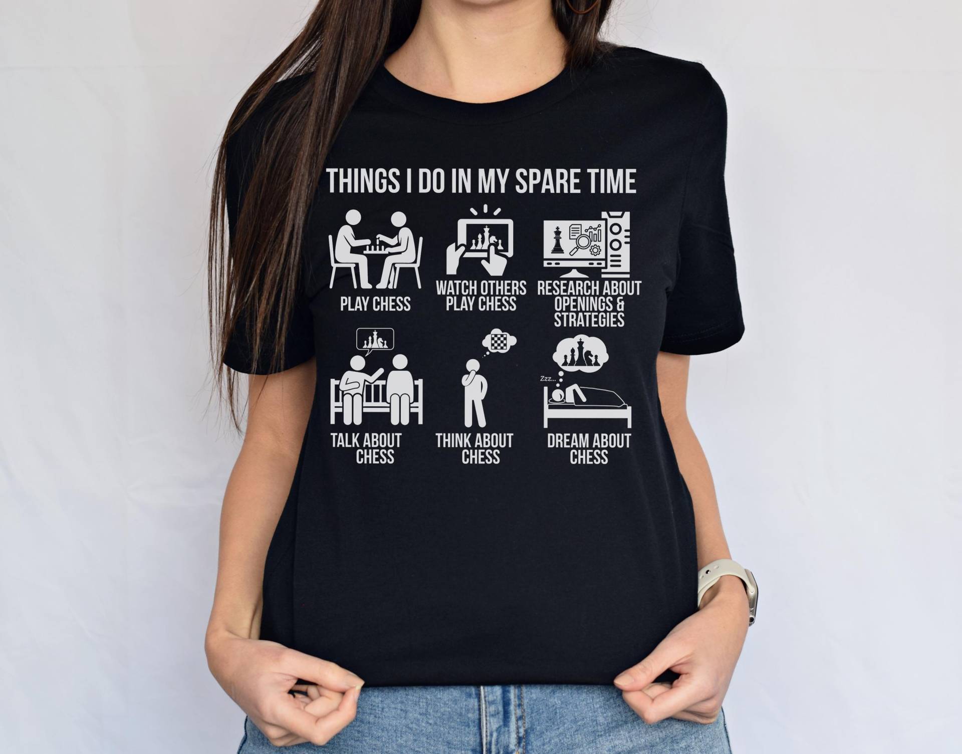 Dinge, Die Ich in Meiner Freizeit Mache Schach Shirt Lustiges Spieler T-Shirt Brettspiel Humor Geschenk Strategie Gamer Bekleidung Für Liebhaber von TreasureVanture