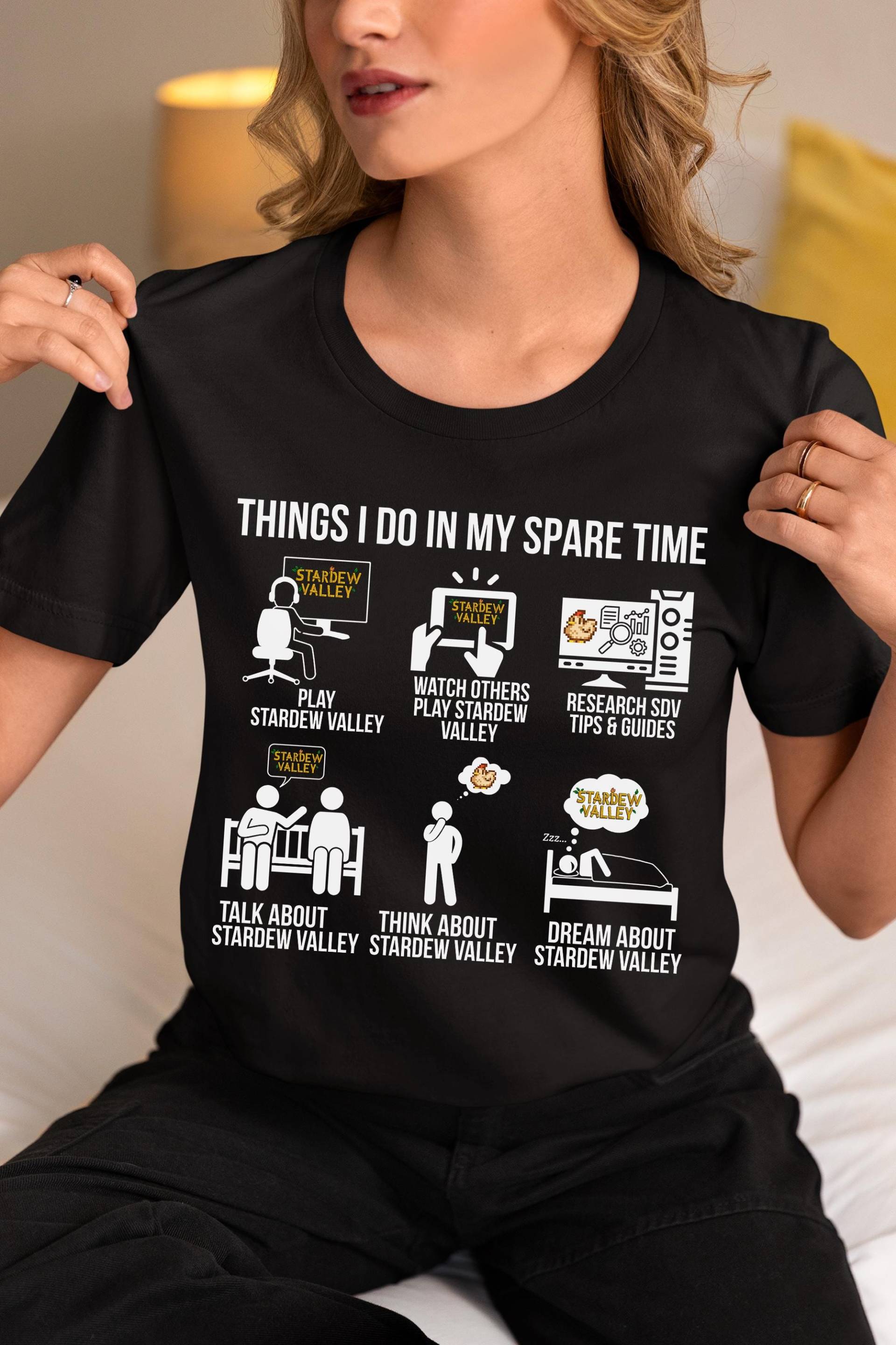 Dinge, Die Ich in Meiner Freizeit Tue Stardew Valley Edition Gemütliches Farmspiel-T-Shirt | Niedliches Pixel Farm Life Gamer T-Shirt Cottagecore von TreasureVanture