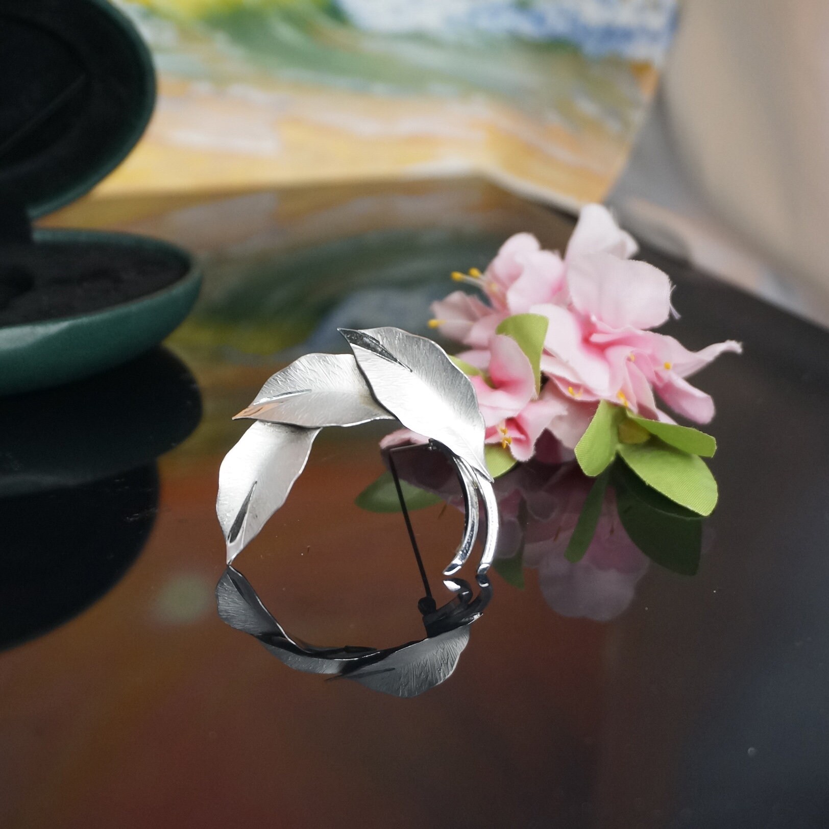 Vintage Florale Silber Brosche, Große Elegante Bond Boyd Sterling Floral, Blatt Pin Mid Century Silber, Last Min Geschenk 197 von Treasurebox4you