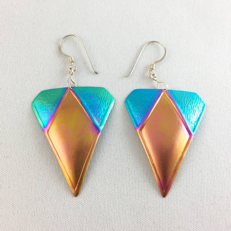 Vintage Titan Wärme Behandelt Regenbogen Ohrringe Große, #ted-1A Letzten Vintage Titan Wärme Behandelt Regenbogen Ohrringe Große, #ted-1A Letzten von Treasurebox83