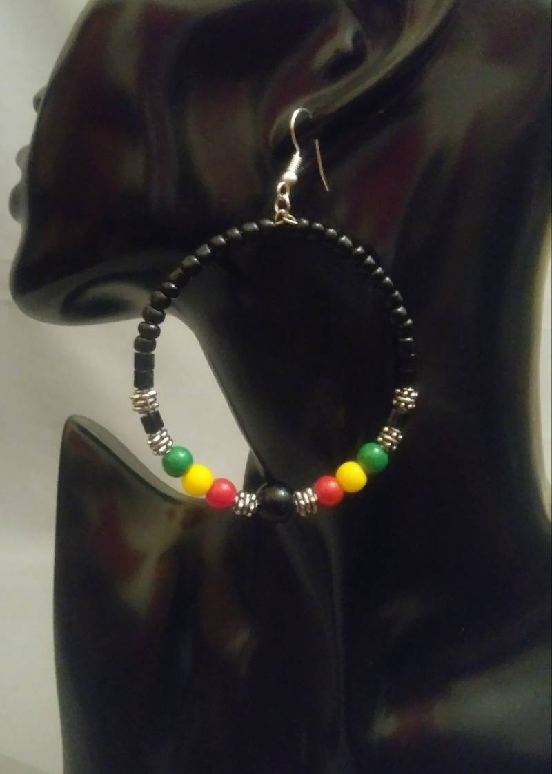 Rasta Jamaika Creolen Seed Bead Memory Drahtschmuck von TreasuresByToya