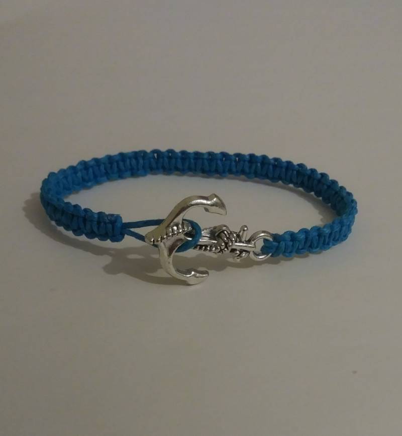 Blaues Makramee Armband Anker Charm Freundschaftsschmuck von TreasuresByToya