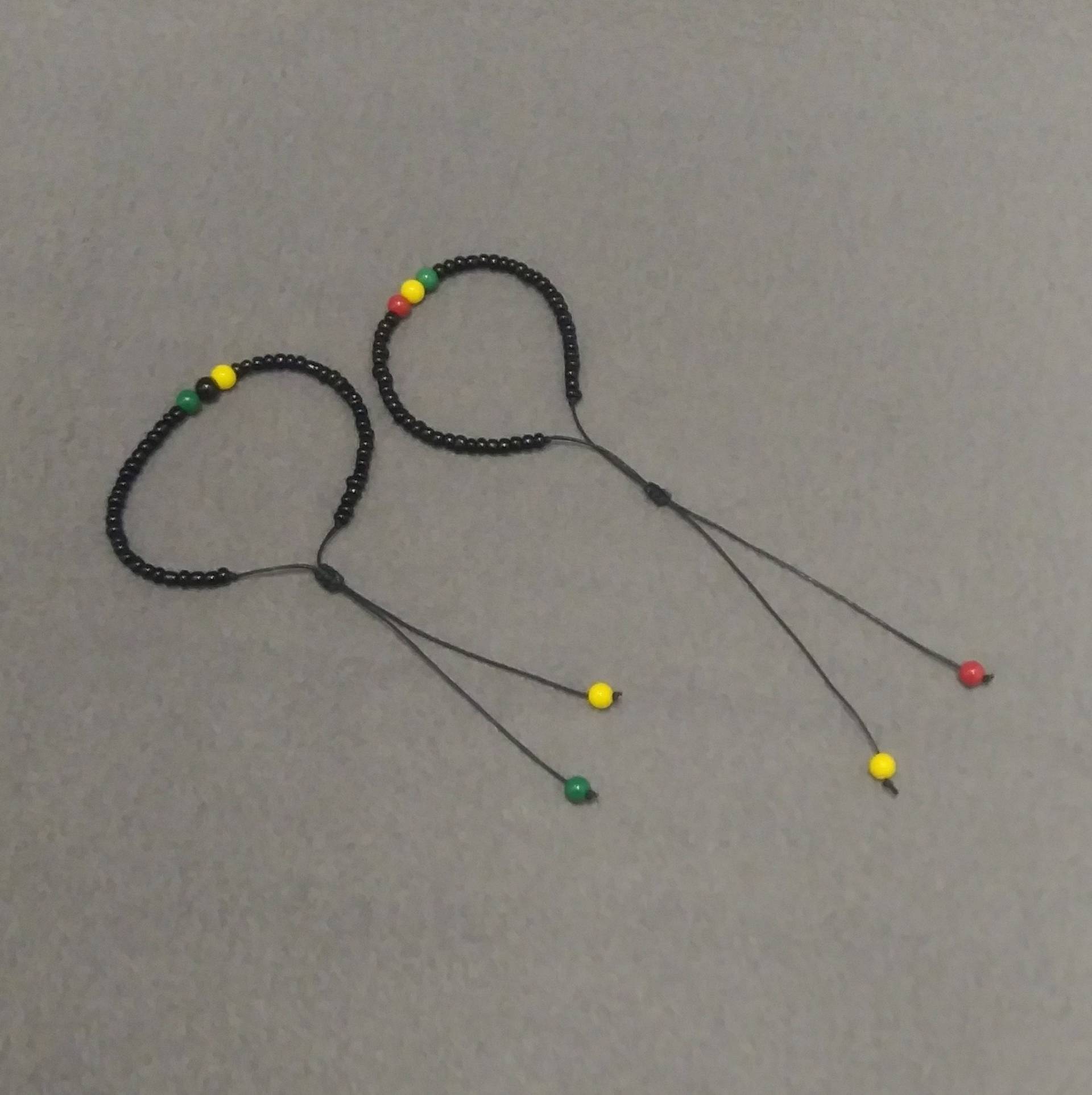 Rasta Perlen Fußkettchen Jamaika Farben, Gewachste Schnur Fußschmuck von TreasuresByToya