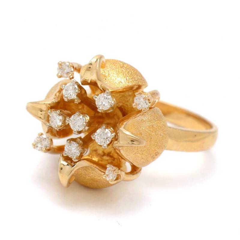 14 Karat Gold Diamant Blumenring 14 Karat Gold Diamant Blumenring von TreasuresThruTime22
