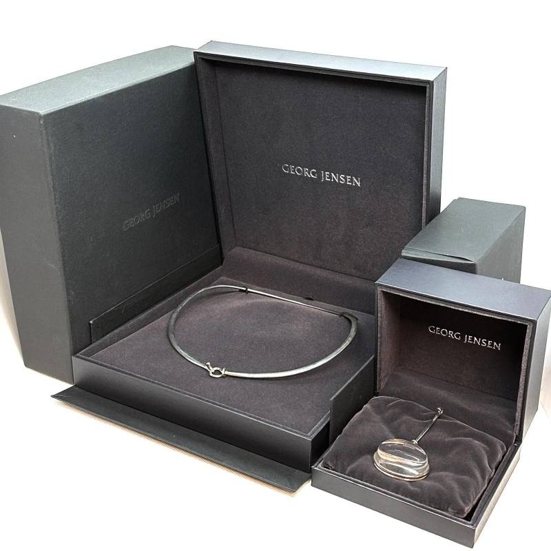 Georg Jensen Torun 410 M-L + 311C Rock Crystal, Mondstein Dew Drop Collier von TreasuresWithHistory